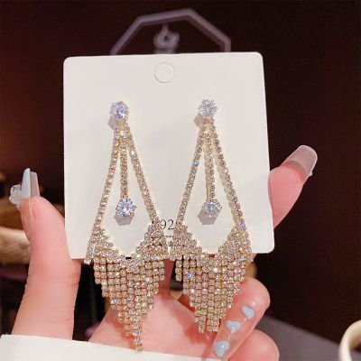 [COD] 925 silver needle European and fashion studded diamond earrings womens simple retro water drop tassel temperament wholesale