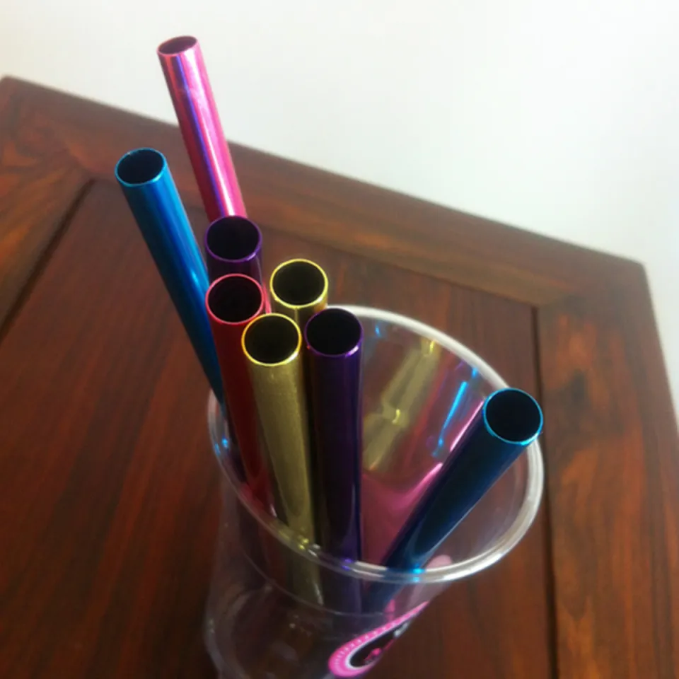 10Pcs/Set Aluminum Drinking Straw Straws Reusable Slurpee Cocktail