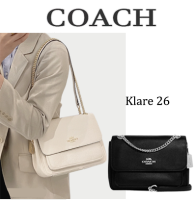 COACH／Klare 26／โลโก้คลาสสิกพิมพ์ลายตัวอักษรทั้งตัวปิดด้วยหัวเข็มขัดแบบฝาพับ／กระเป๋าสะพายไหล่แบบพกพา／ขนาดกลาง／