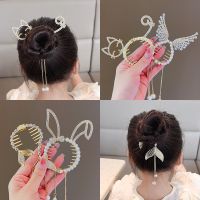 New Girls Children Meatball Rabbit Wings Hair Clasp Clip Girl Ponytail Hairpins Tray Hair Artifact Headdress Ponytail Clasp