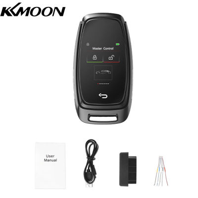 KKmoon กุญแจรถอัจฉริยะพร้อมจอ LCD แบบสัมผัส Comfort การเข้าถึงแบบไม่มีกุญแจล็อคประตูรีโมทคอนโทรลแบบไร้สัมผัสสำหรับการสตาร์ทหยุดเครื่องยนต์รุ่นทั้งหมดด้วยปุ่มเดียว