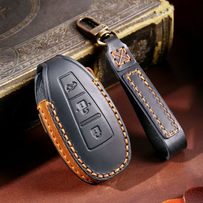 Leather Car Key Case Cover 3 Button Fob Holder for Suzuki Vitara Swift Ignis Kizashi SX4 Baleno Ertiga 2019 Shell Protection