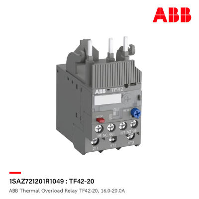 ABB Thermal Overload Relay TF42 - 20, 16.0 - 20.0A - TF42 - 20 - 1SAZ721201R1049 - เอบีบี โอเวอร์โหลดรีเลย์