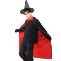 Adults Children Halloween Cloak Stand Collar / Hooded Lace-up Vampire Cape Cosplay Costume