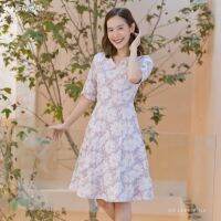 DR2399 Floral Skater Dress เดรสผ้าแจคการ์ดลายดอกไม้