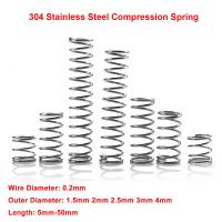 10Pcs Wire Diameter 0.2mm 304 Stainless Steel Cylidrical Coil Compression Spring Y type Pressure Spring Length 5 50mm