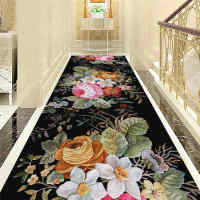 Floral Living Room Carpets Moroccan Style Corridor Hallway Rug Mat Kitchen Floor Area Rug Flannel Non-slip Modern Bed Room Rugs