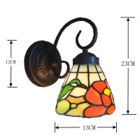 Free ShippingTiffany Stained Glass Lamps American Country Bird Children Bedroom Bedside Lamp Mirror Balcony Background Wall Lamp