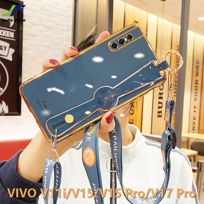 JieFie เคสโทรศัพท์ซิลิโคนนิ่มสีโครเมียม,เคสโทรศัพท์สำหรับ VIVO V11i / V15 / V15 Pro / V17 Pro + สายคล้องข้อมือ