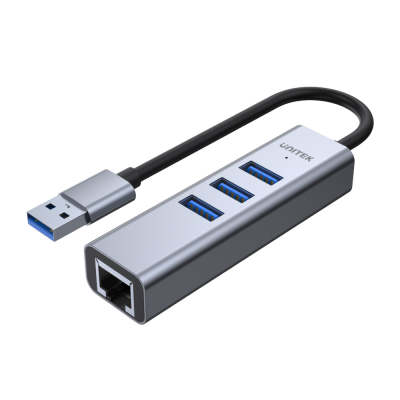 Unitek H1906A USB3.0 Hub 3x USB-A & Gb Lan.(สินค้ารับประกัน 2ปีเก็บกล่อง) 4-in-1 USB hubr USB3.0 and Gigabit Ethernet.
