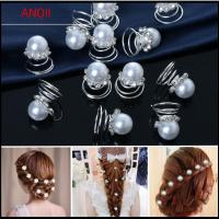 ANQII 12pcs เครื่องประดับงานแต่งงาน คริสตัลเจ้าสาว Rhinestone หมวก กิ๊บติดผม คลิปบิดเกลียว ผ้าโพกศีรษะเจ้าสาว