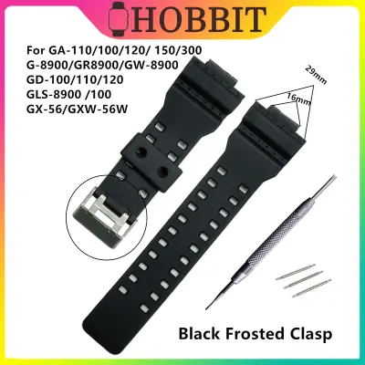 สายนาฬิกายางซิลิโคน16มม.,สายนาฬิกาสำหรับ Casio G Shock GA110 GA100 G-8900สีดำกันน้ำ สายนาฬิกายางซิลิโคน16มม.,สายนาฬิกาสำหรับ Casio G Shock GA110 GA100 G-8900สีดำกันน้ำ