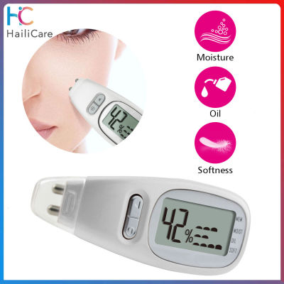 Hailicare Mini เครื่องวิเคราะห์ผิวดิจิตอลแบบพกพาพร้อมหน้าจอ LCD แบ็คไลท์ 3-in-1 Skin Tester Moisture Oil Softness Detection Skin Care เครื่องมือ