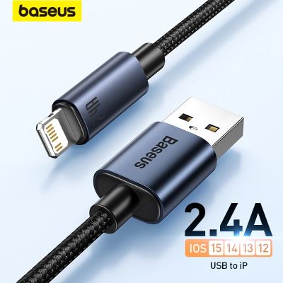 Baseus 2.4A USB Cable for iPhone 13 12 11 Pro Max 8 X Fast Charge for iPhone Cable USB Data Sync Cable Phone Charger Wire Cord
