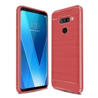 เกราะที่ทนทานปกหลังสำหรับLG V40 ThinQ (ขนาดหน้าจอหลัก: 6.4 นิ้ว) กรณีโทรศัพท์TPUอ่อนคาร์บอนไฟเบอร์เนื้อแปรงโทรศัพท์ปลอก