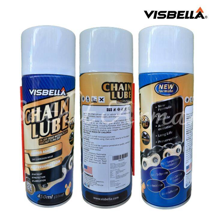 สเปรย์หล่อลื่นโซ่-สเปรย์หล่อลื่นอุปกรณ์-visbella-chain-lube-450-ml-ลดการสึกหรอ-ยืดอายุการใช้งานโซ่-และอุปกรณ์ต้องการความหล่อลื่น-มีบริการเก็บเงินปลายทาง