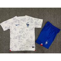 ℗✐○ [Ready Stock] 22/23 New Men France Away Football Jersey Set White Short Sleeve Top Short Pants Soccer Jersey Set Size S-2XL Men Jersey Set France