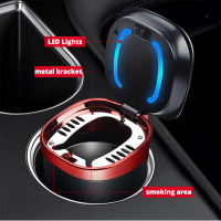 LED Light Car Ashtray Universal Alloy Ash Tray Aluminum Cup S mokeless Auto Ashtray Flame Retardant Cylinder Holder