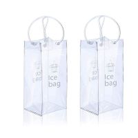 2 Piece Ice Wine Bag with Handle Portable Collapsible Clear Wine Pouch Cooler for Party,Outdoor,Champagne,Cold Beer