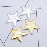 50Pcs 40mm Gold and Silver Cloth Star Applique Padded Patches for DIY Craft Clothes Hairpin Wedding Decor Accessories N27  Furniture Protectors  Repla