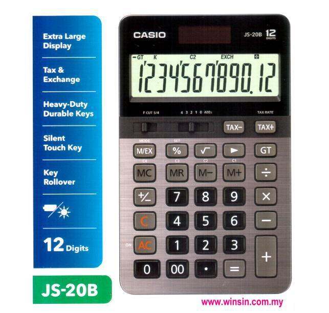 CASIO DESKTOP CALCULATOR 12 DIGIT Heavy Duty Calculator - * JS-20B ...