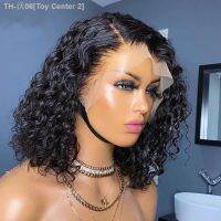 Short Curly Human Hair Bob Wig Deep Side Lace Human Hair Wigs For Women Pre Plucked Peruvian Glueless T Part Lace Wig 180 [ Hot sell ] Toy Center 2