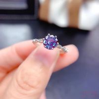 แหวน Alexandrite หิน6มม. BNHMJUYHGT ห้องปฏิบัติการหกเหลี่ยมปลูกอเล็กซานเดอแหวนพลอยอเล็กซานเดอร์แบบคลาสสิกและเรียบง่าย