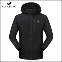 FUGUINIAO เดินป่าตั้งแคมป์กันลมสำหรับผู้ชาย,Jaket Daki Gunung แจ็คเก็ตมีฮู้ดกันน้ำเสื้อแจ็คเก็ตขนาดใหญ่สำหรับทุกเพศ