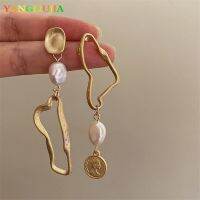 【DT】hot！ Asymmetric Baroque Earrings French Fashion Temperament Luxury Jewelry Woman Accessories