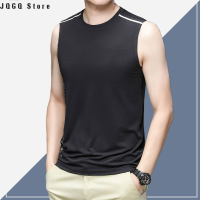 JQGQ Store เสื้อกั๊กเสื้อยืดกีฬาผู้ชาย,เสื้อกั๊กผ้าไหมน้ำแข็งแบบบางแห้งเร็วสำหรับเสื้อยืดแขนกุดบาสเก็ตบอลวิ่งฤดูร้อน