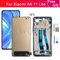 TFT สำหรับเหมาะสำหรับ Xiaomi MI 11 Lite จอแสดงผล LCD Touch Screen Digitizer Assembly สำหรับ Mi11 Lite 4G 5G Ne กรอบหน้าจอเปลี่ยน6.55"