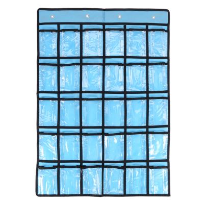 Pocket Chart for Calculator Holder, 30 Pocket Charts for Classroom 33.5 x 24.5 Inch Hanging Cell Phone Organizer