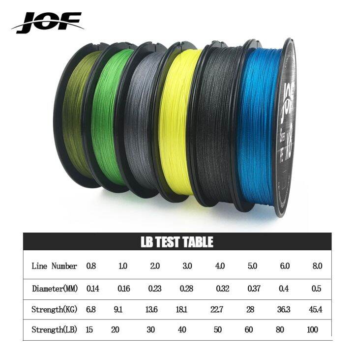 jof-x8ยาว150ม-300ม-500ม-546yds-สายเบ็ดแบบถัก8สาน15-100lb-สำหรับการตกปลาทะเลเส้นมัลติฟิลา-pe-เรียบ