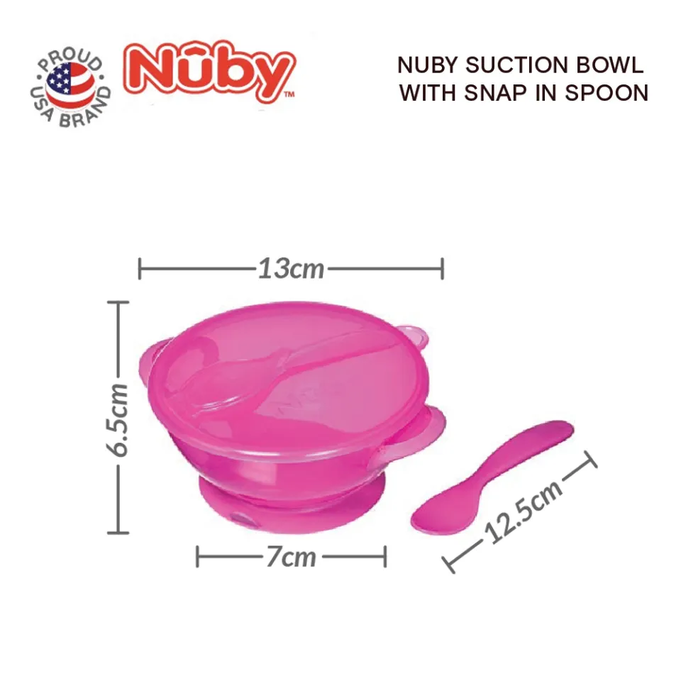 Nuby Easy Go Suction Bowl & Spoon with Lid - Durable - BPA Free -Multiple  Colors