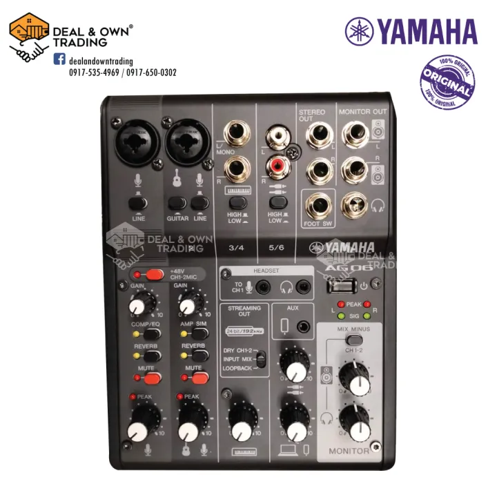 Original Yamaha AG06 MK2 6channel mixer with USB audio interface (Black) Lazada PH