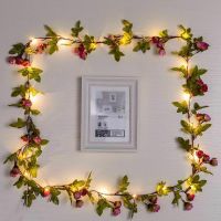 Garland String Lights Realistic Flower Leaves Wreath Lamp for Wedding Christmas Parties Decoration