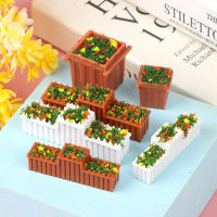 Wanglianzhon 1:12 Dollhouse Miniature ดอกไม้สวนดอกไม้เตียงกระถางดอกไม้ Potted Plant Model