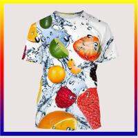 Tasty Fruit Pattern การพิมพ์ 3 มิติฤดูร้อนชาย O คอเสื้อยืดลำลองแขนสั้นบวกขนาดเสื้อยืดแฟชั่นท็อปส์ซูแฟชั่นผู้ชาย XS-5XL