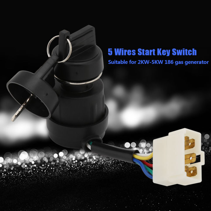 Gas Generator Ignition Switch with Key 5 Wires Key Starter Switch For