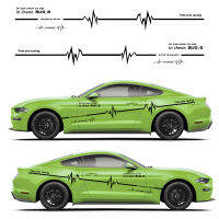 2ชิ้นสติกเกอร์รถคลื่นไฟฟ้าหัวใจปรับเปลี่ยนรูปร่างรถแบบสร้างสรรค์สร้างสรรค์ตกแต่งรอบเอวทุกสติกเกอร์รถ-สีดำ