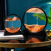 12inch 3D Deep Sea Sandscape Moving Sand Art Picture Round Glass In Motion Display Flowing Sand Frame Home Accessories for Gifts Decorative Accessorie