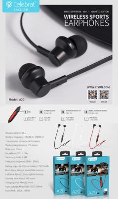 Yison A20 หูฟัง บลูทูธ ออกกำลังกาย Bluetooth 5.0 เสียงดี เบสแน่น แบตอึด (แท้100%)