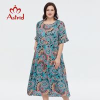 【YF】 Astrid Womens Summer Dress 2023 for Women Loose A Line Casual Vintage Oversize Office Peacock Print Cotton Long Dresses