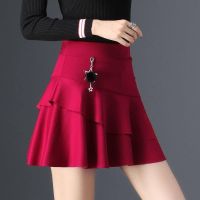 COD ☂∋◈ qafh47 A-line skirt short skirt womens new pleated skirt high waist thin large size anti-light dance skirt trend