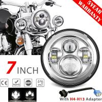 7นิ้ว150W 6000K 15000LM LED ไฟหน้าโครเมี่ยม DOT ไฟต่ำสูงสำหรับ Harley Davi Dson Honda Yamaha รถจักรยานยนต์