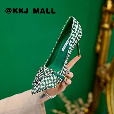 KKJ MALL Ladies High Heels Heel Height 9Cm 2022 New Plaid Pointed Toe Stiletto Elegant High Heels With Skirt Party Shoes Fashion WomenS Sandals