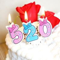 Cute Birthday Number Candle 0-9 Pink Blue Cake Decor Children Birthday Shower Party Supplies Cake Bowknot Candles Happy Birthday