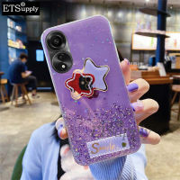 เคสโทรศัพท์สำหรับฝาหลัง A78 OPPO ส่องประกายดวงจันทร์ซิลิโคนนิ่มใสรูปดาวห้าแฉกกระจกกันล้มเด็กผู้หญิงสำหรับ OPPO A78 4G ฝาหลัง