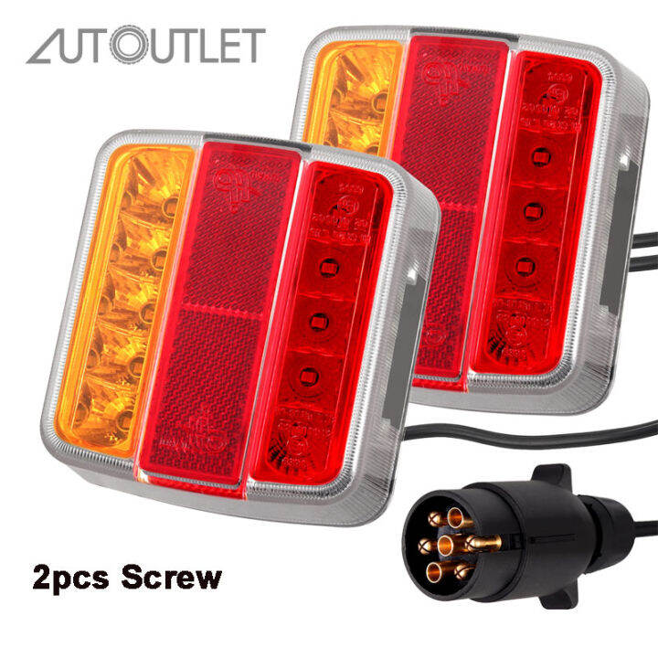 AUTOUTLET 2Psc 12V 18LED Rear Lights Lamps 5 Function Trailer Truck Van