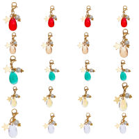 1 Box 20Pcs 5 Colors Teardrop Glass Charm Colorful Faceted Crystal Water Drop Pendants Round Pearl Beads Star Lobster Claw Clasps for Jewelry Making Charms Bracelets Earrings Keychains